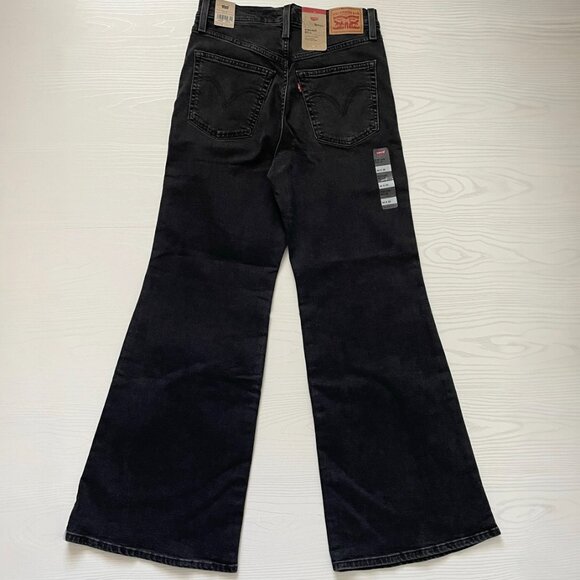 Levi's Women's Ribcage Bell Jeans 30x32 Black Super High Rise Flare Denim Slim - Picture 5 of 10